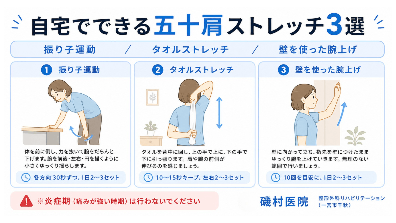 自宅でできる五十肩ストレッチ3選｜磯村医院