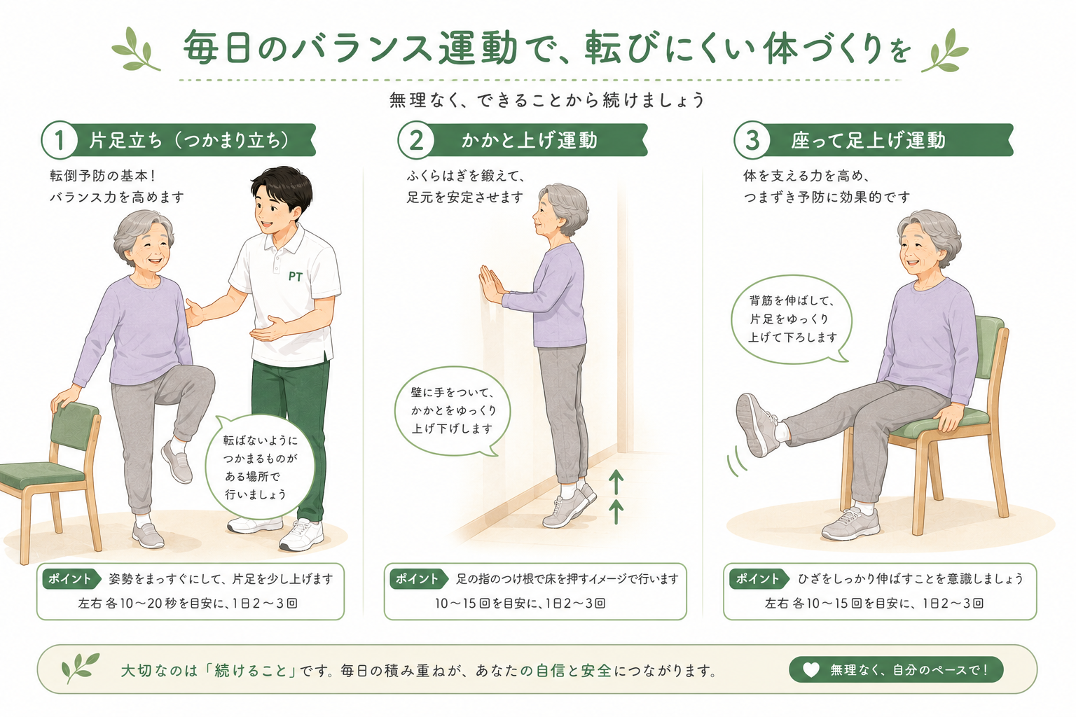高齢者の転倒予防｜PT・OTが教えるバランス運動｜磯村医院
