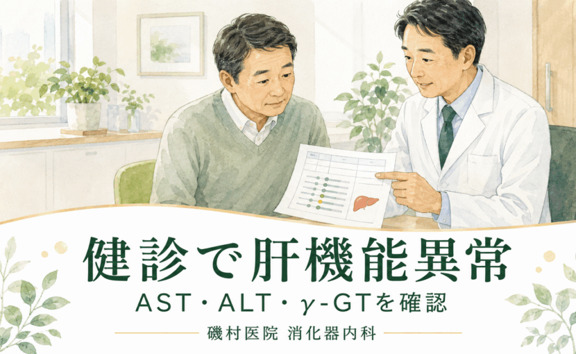 健診の肝機能異常について医師と相談する男性|磯村医院 消化器内科