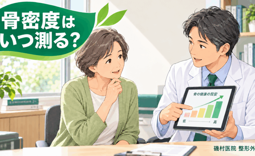骨密度検査を受ける目安を整形外科医に相談する女性|磯村医院 整形外科